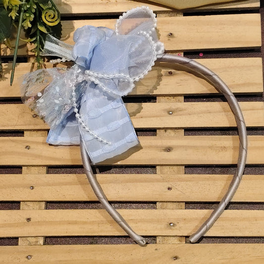 Blue Bow Hair Band For Girls - 1 pc