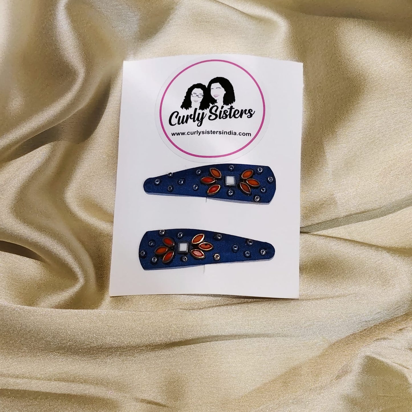 Blue Handmade Hair Clip For Women - 1 Pair
