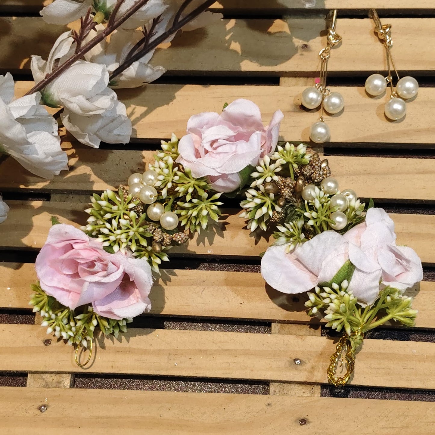 Pink Floral Hair Brooch For Women - 1pc
