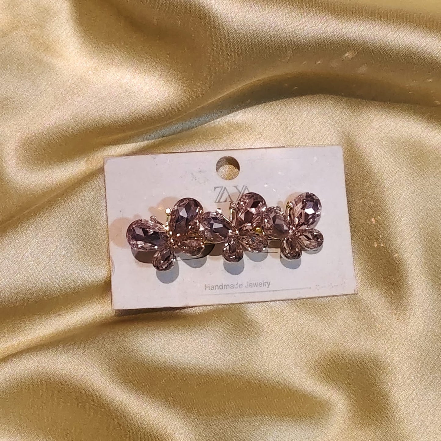 Pink Crystal Butterfly Hair Clip For Women - 1pc