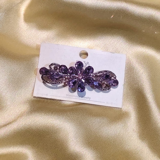 Purple Crystal Hair Clip For Women - 1pc