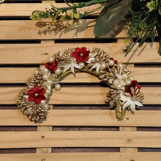Red & Gold Hair Brooch For Women - 1pc