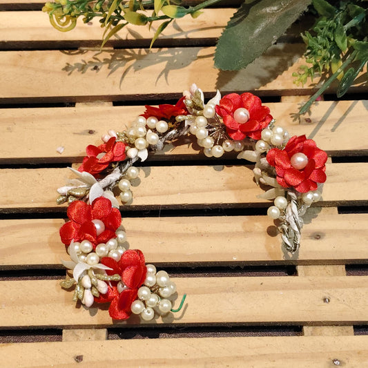 Red Flower Hair Brooch For Women - 1pc