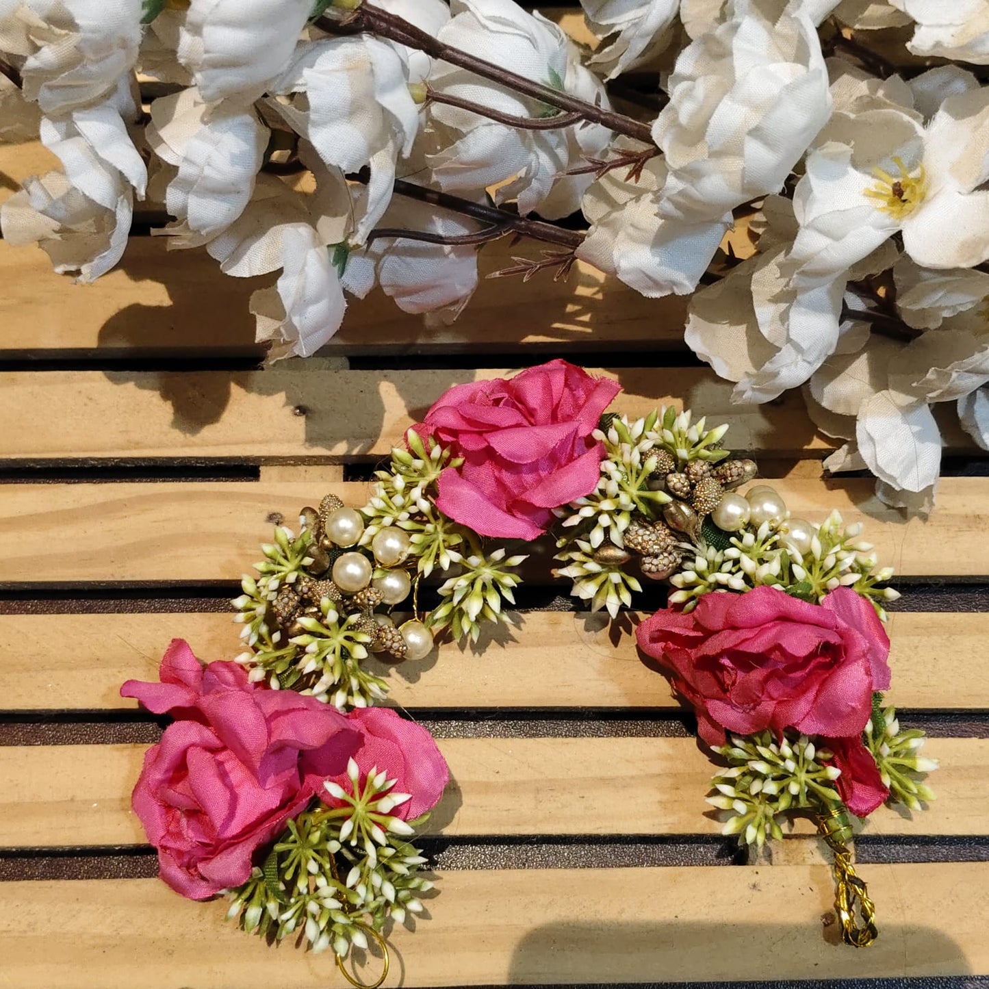 Pink Flower Hair Brooch For Women - 1 pc