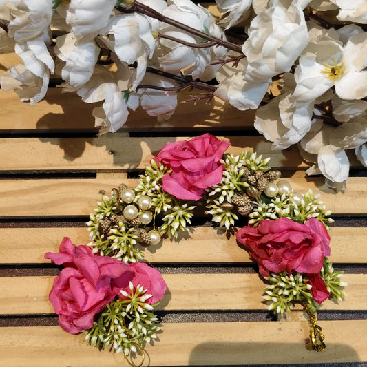 Pink Flower Hair Brooch For Women - 1 pc