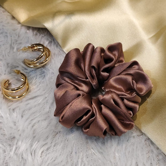 Satin Scrunchie Brown Color - 1 pc