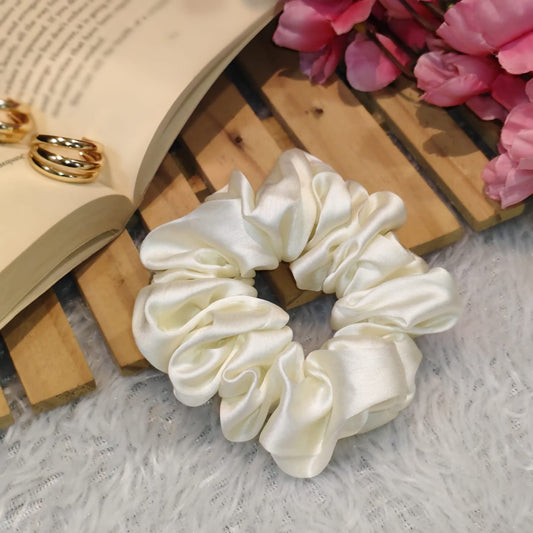 Satin Scrunchie White Color - 1 pc
