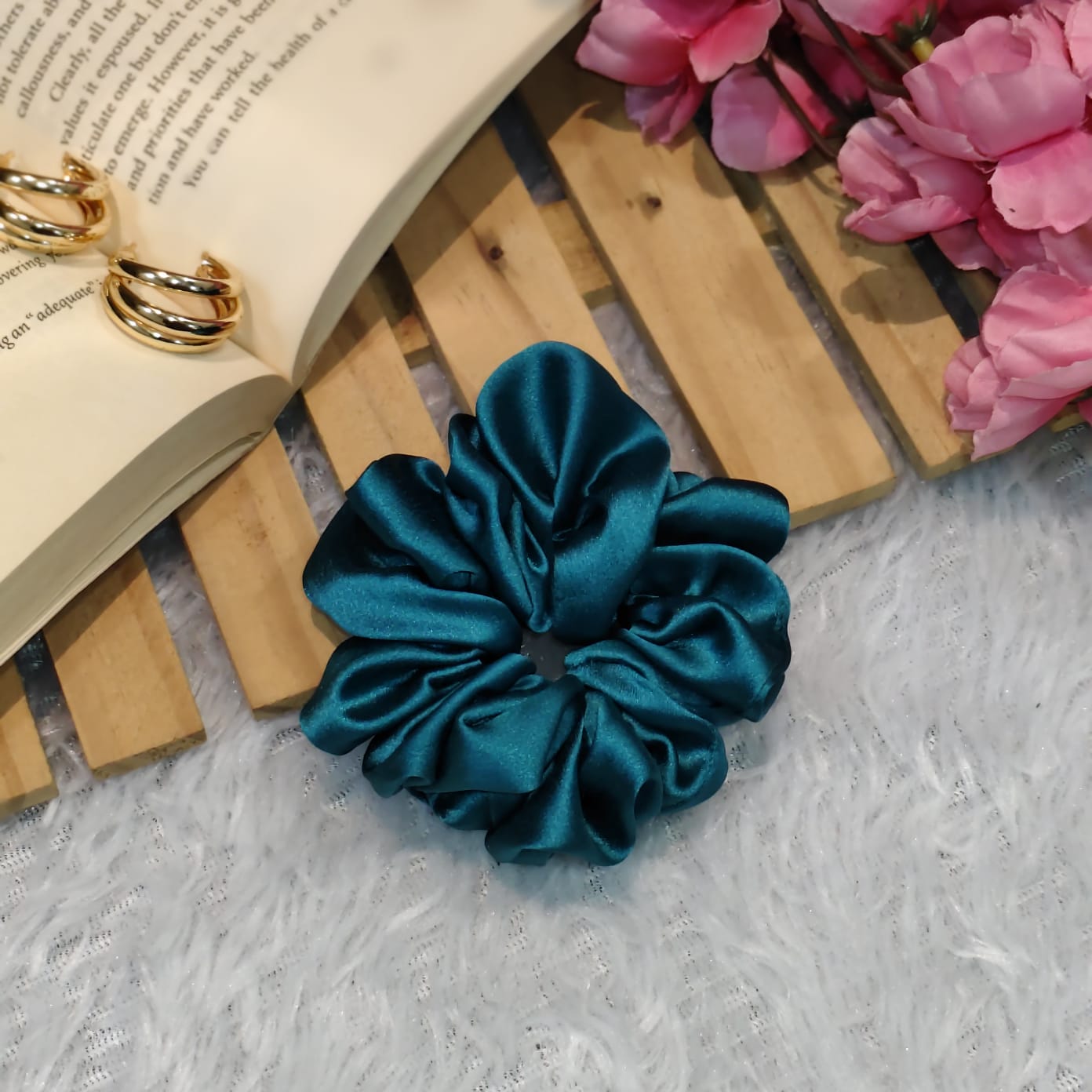 Satin Scrunchie Teal Color - 1 pc