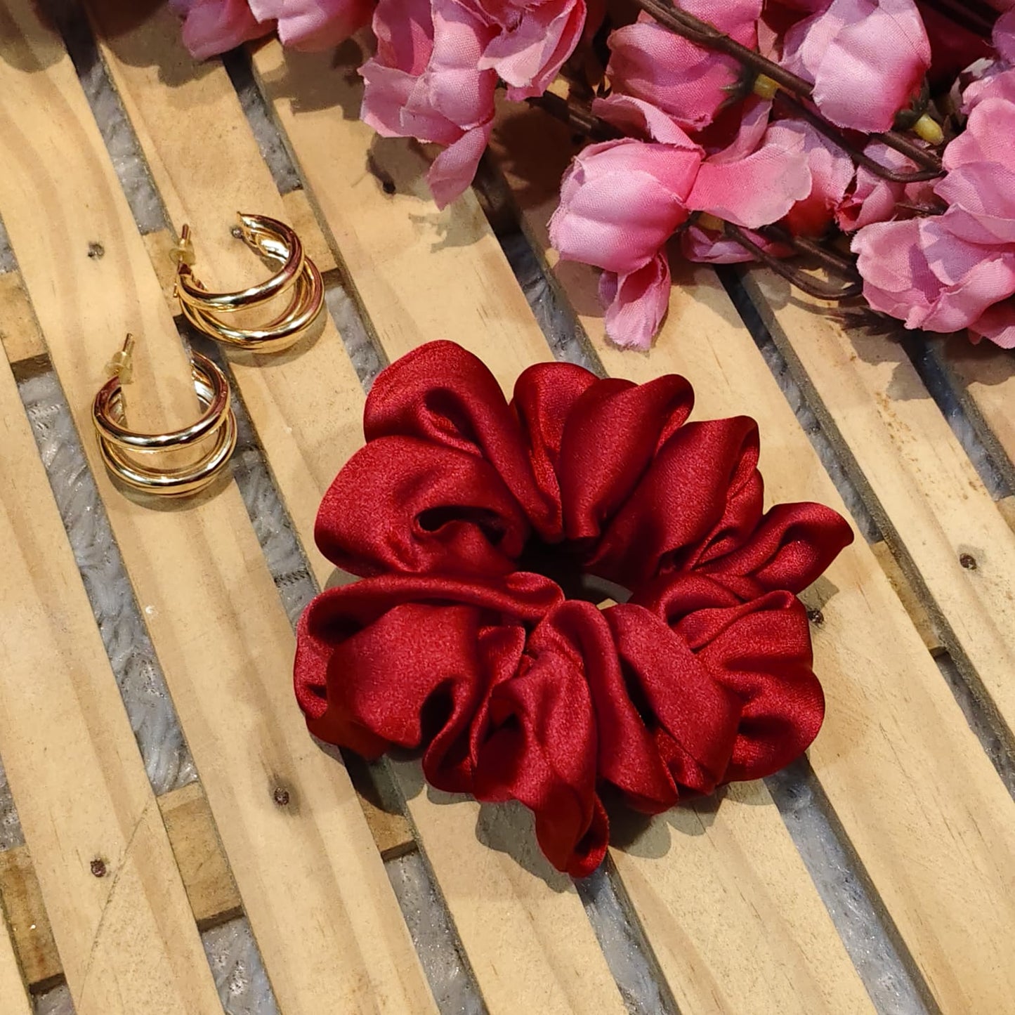 Satin Scrunchie Red Color - 1 pc