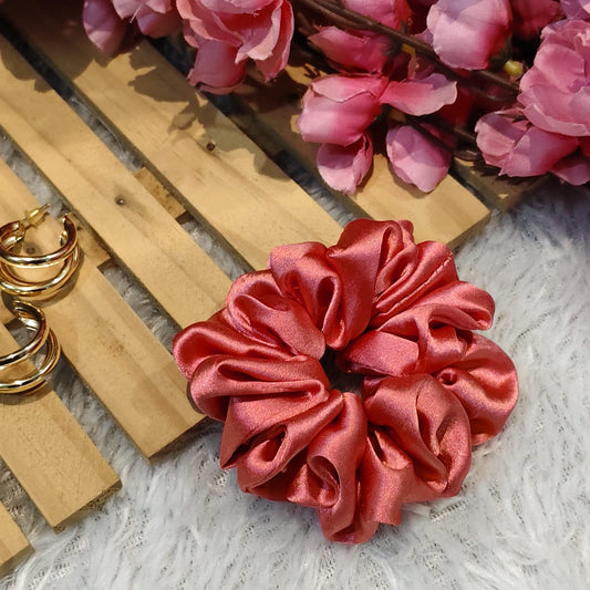Satin Scrunchie Peach Color - 1 pc