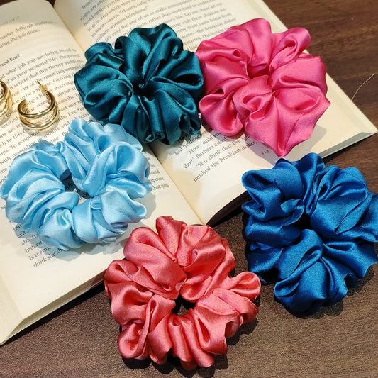 Satin Scrunchies Daily Wear Colors - set of 5