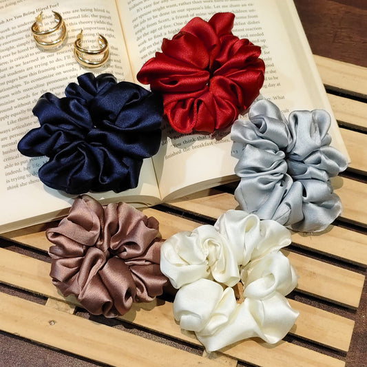 Satin Scrunchies Neutral Colors - set of 5