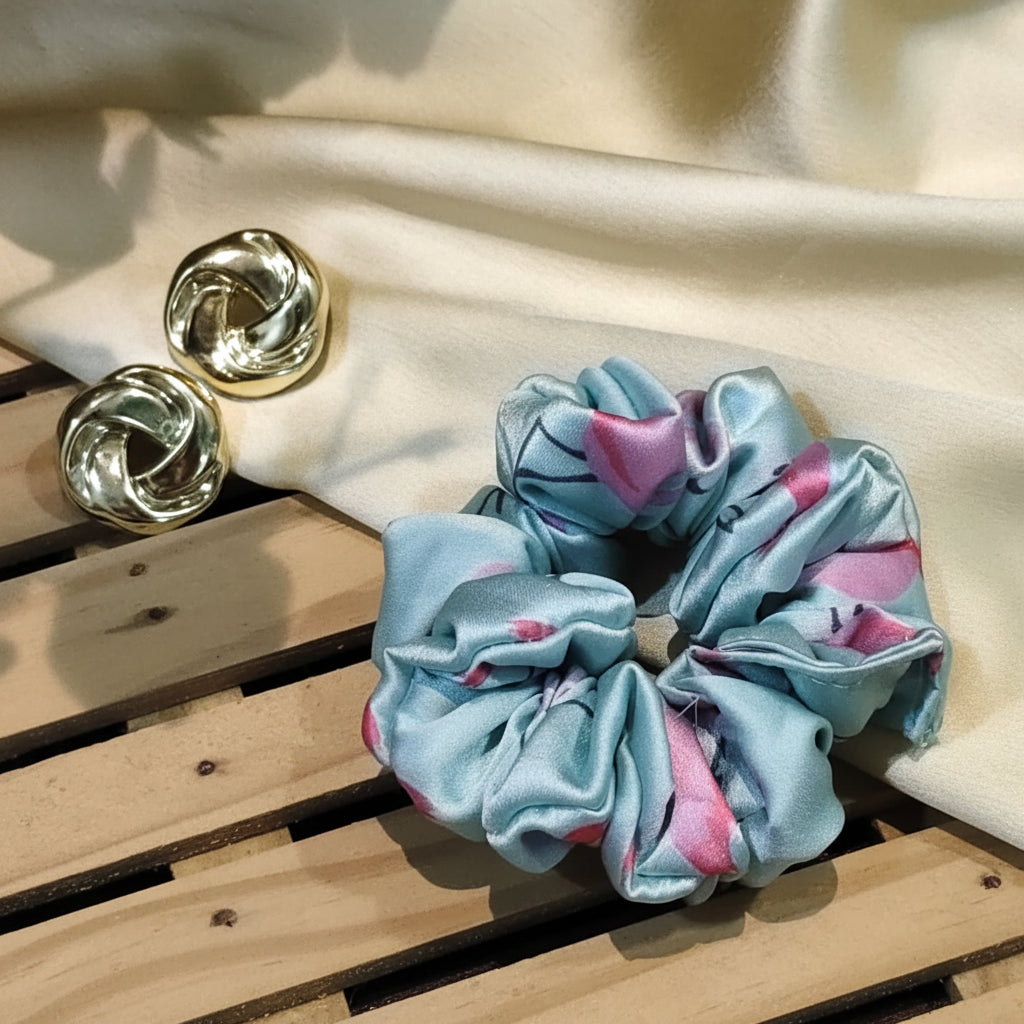 Satin Scrunchie Flamingo Print - 1 pc