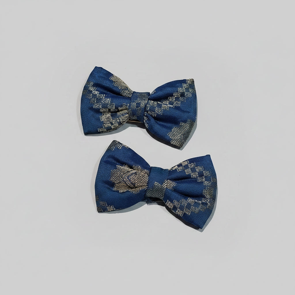 Blue Ethnic Bow For Women - 2pc