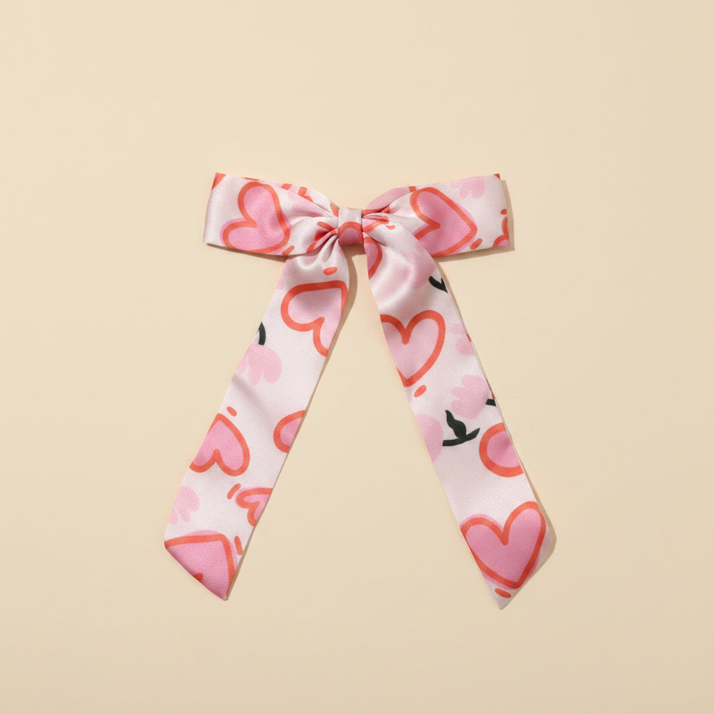 Pink Heart Bow For Women & Girls - 1pc