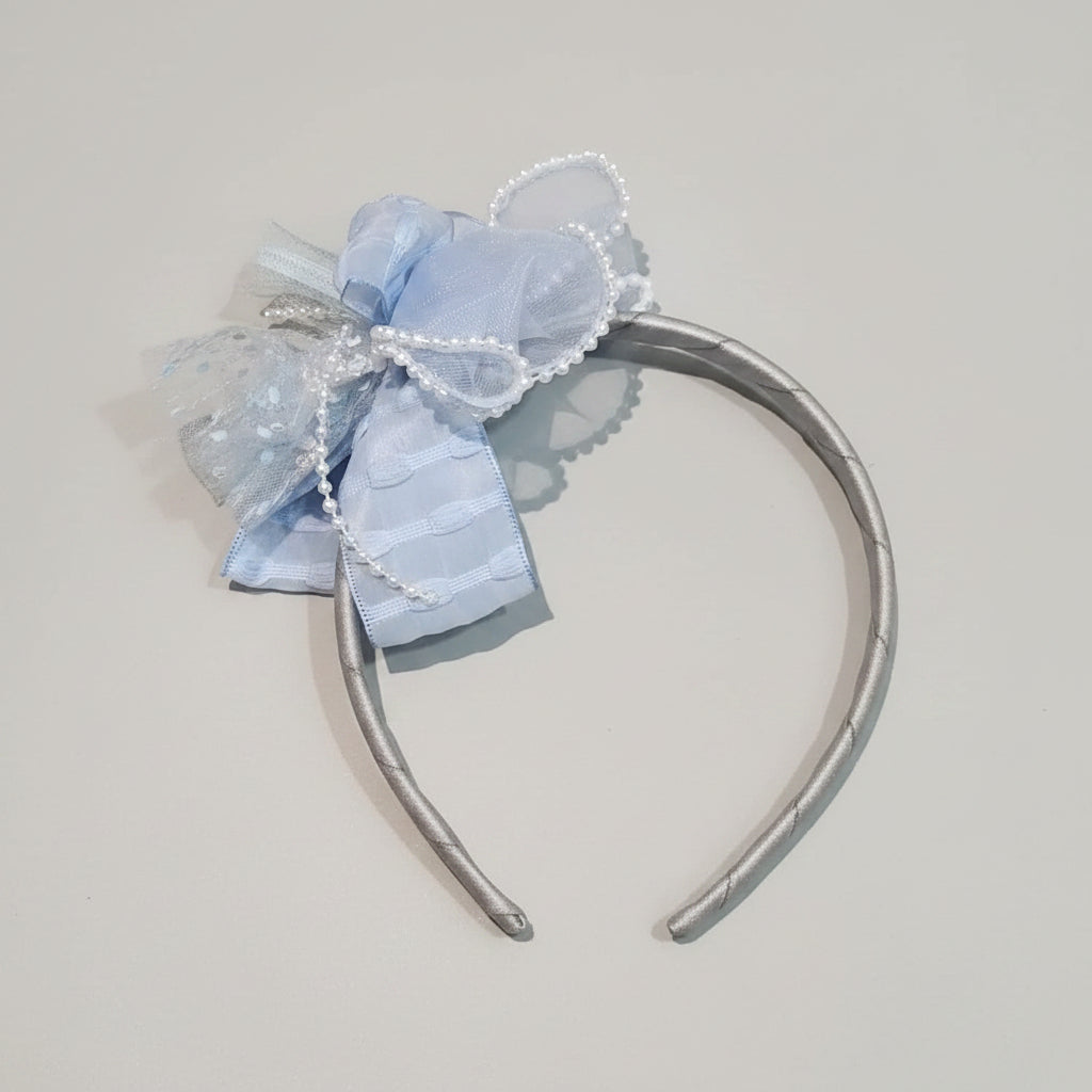Blue Bow Hair Band For Girls - 1 pc