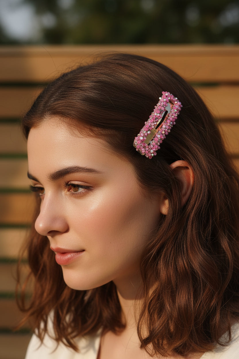 Crystal Rhinestone Hair Clips Multicolor For Women & Girls  - set of 4