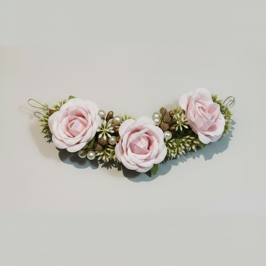 Pink Floral Hair Brooch For Women - 1pc