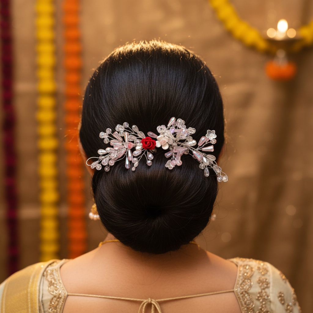 Stylish Crystal Hair Brooch For Women & Girls - 1pc