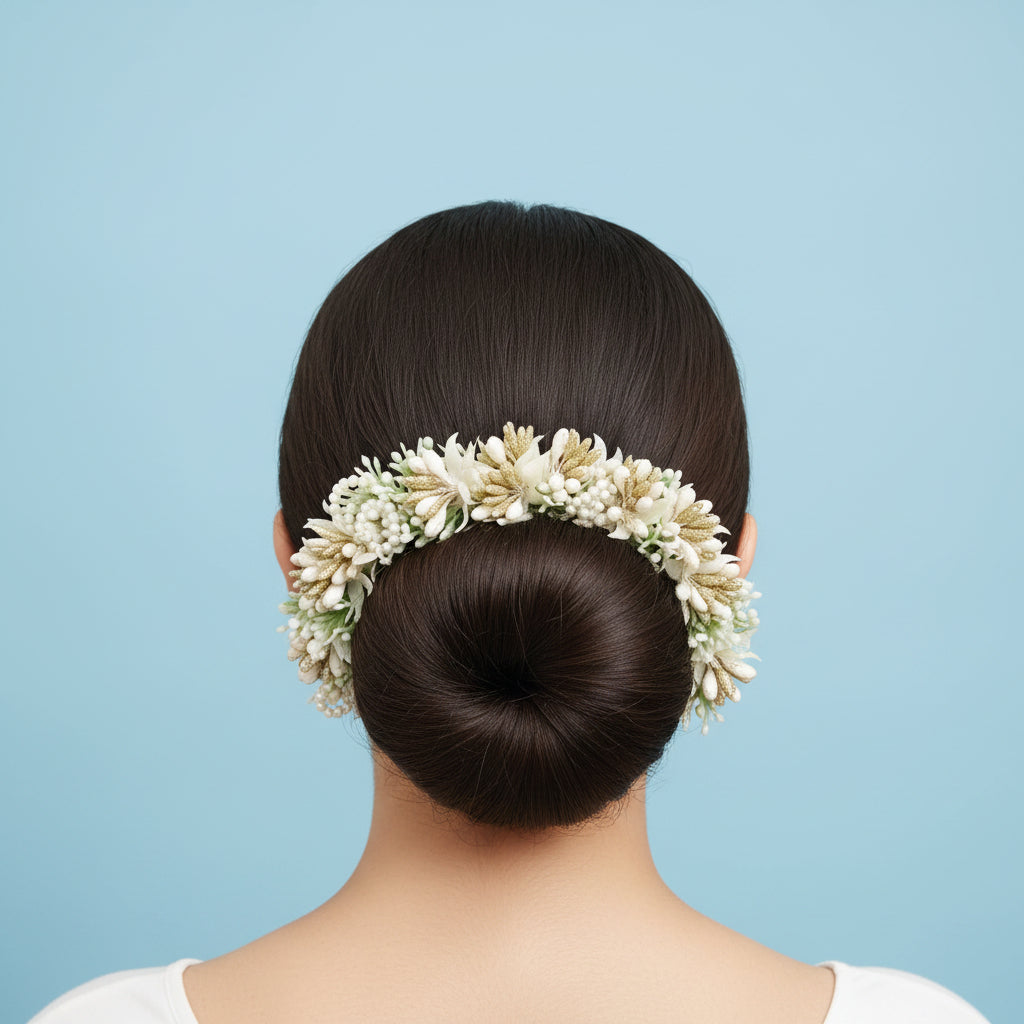 White Floral Hair Brooch For Women - 1pc