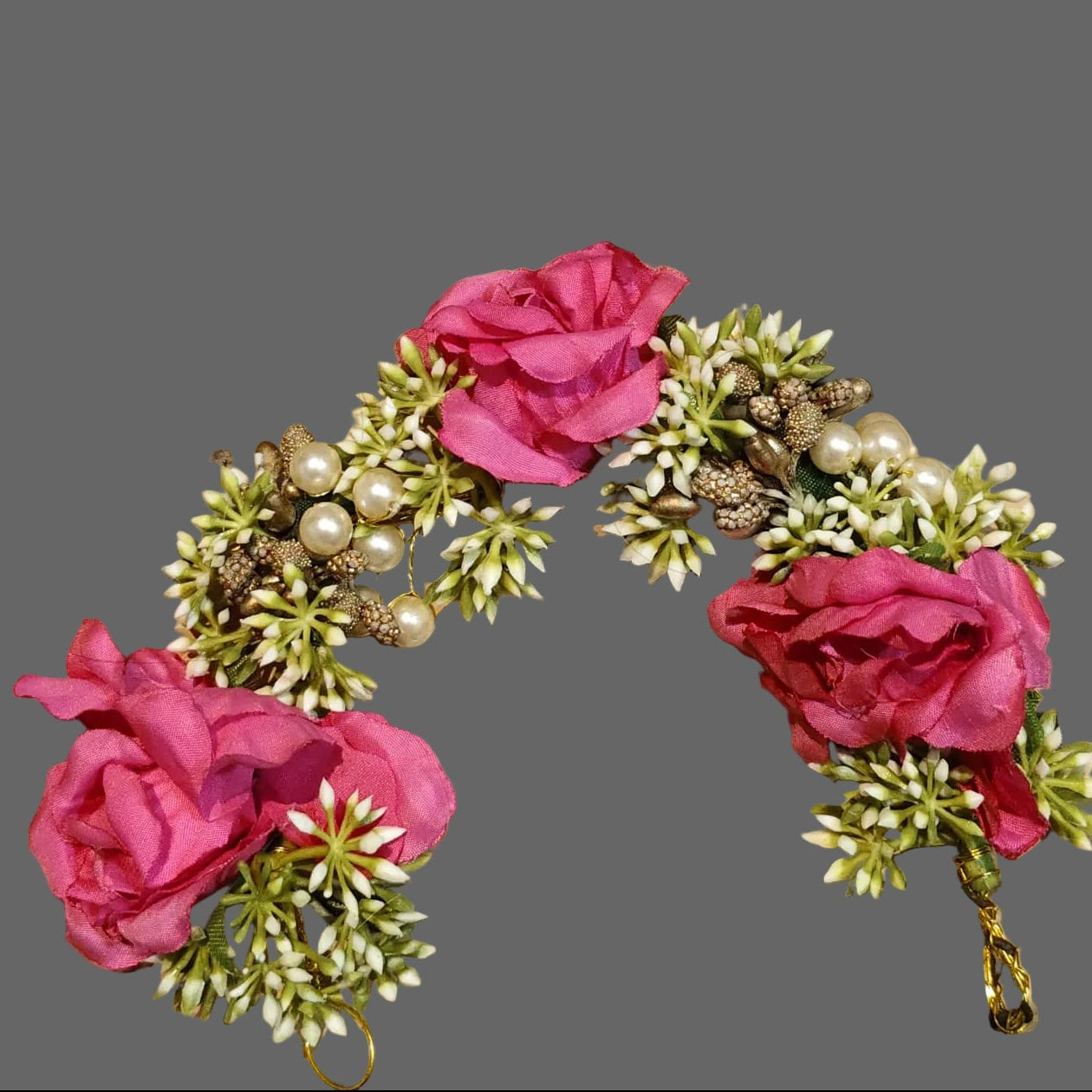 Pink Flower Hair Brooch For Women - 1 pc