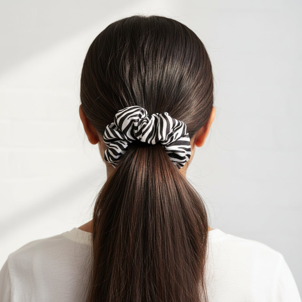 Satin Scrunchie Zebra Print - 1 pc