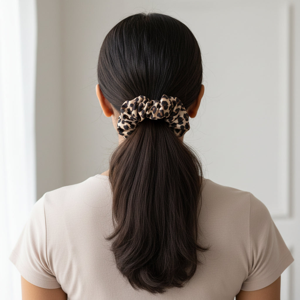 Satin Scrunchie Cheetah Print - 1 pc