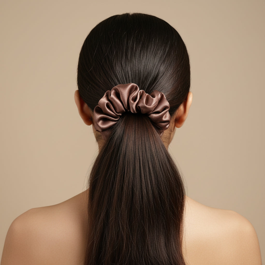 Satin Scrunchie Brown Color - 1 pc