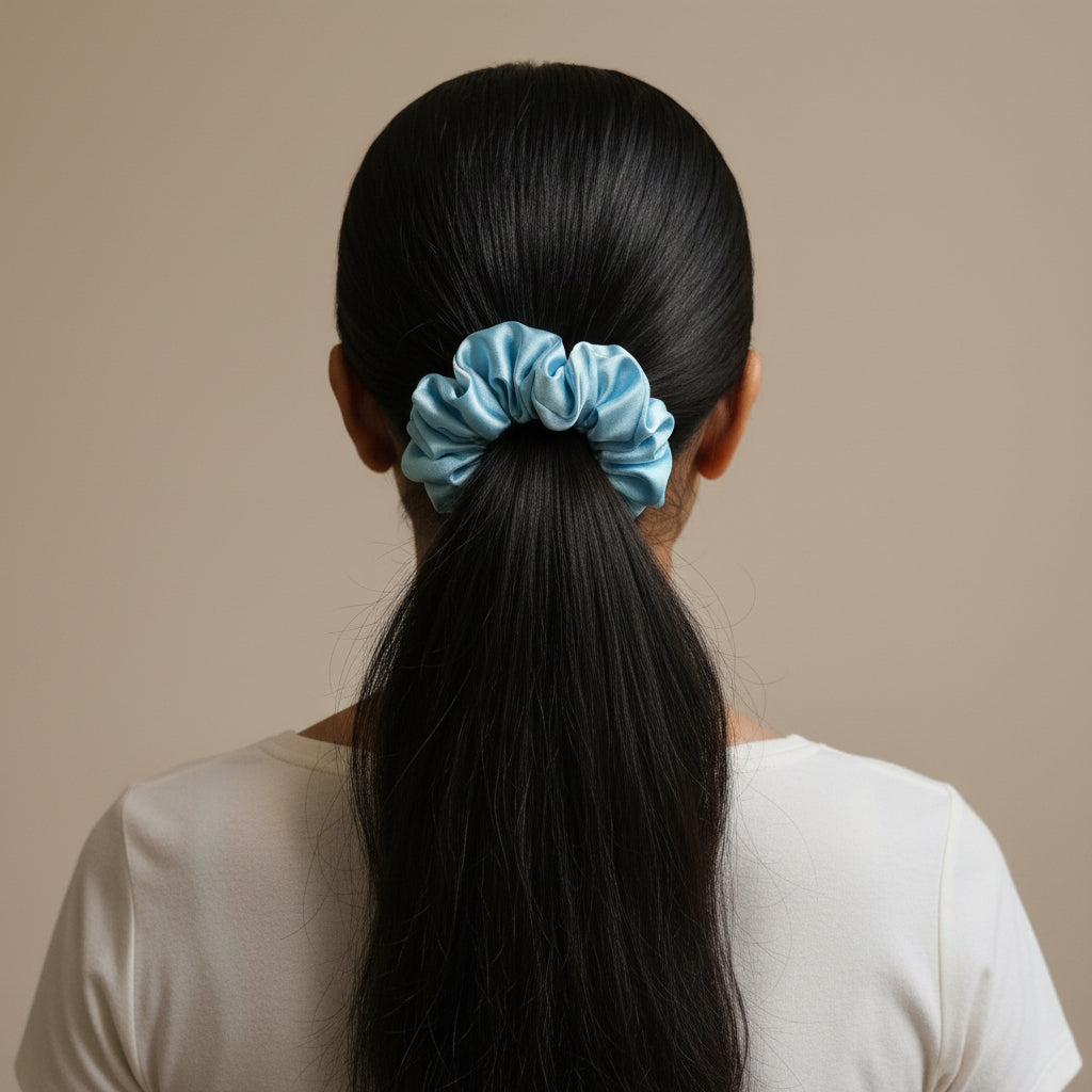 Satin Scrunchie Light Blue Color - 1 pc
