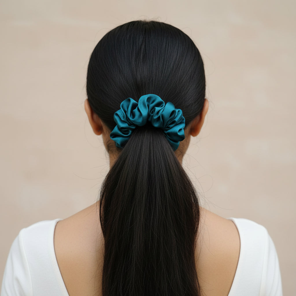 Satin Scrunchie Teal Color - 1 pc
