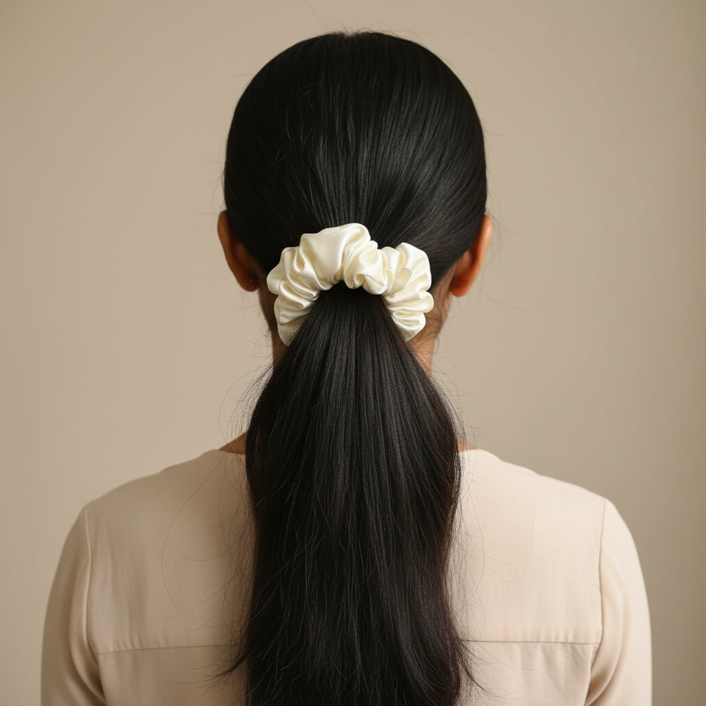 Satin Scrunchie White Color - 1 pc