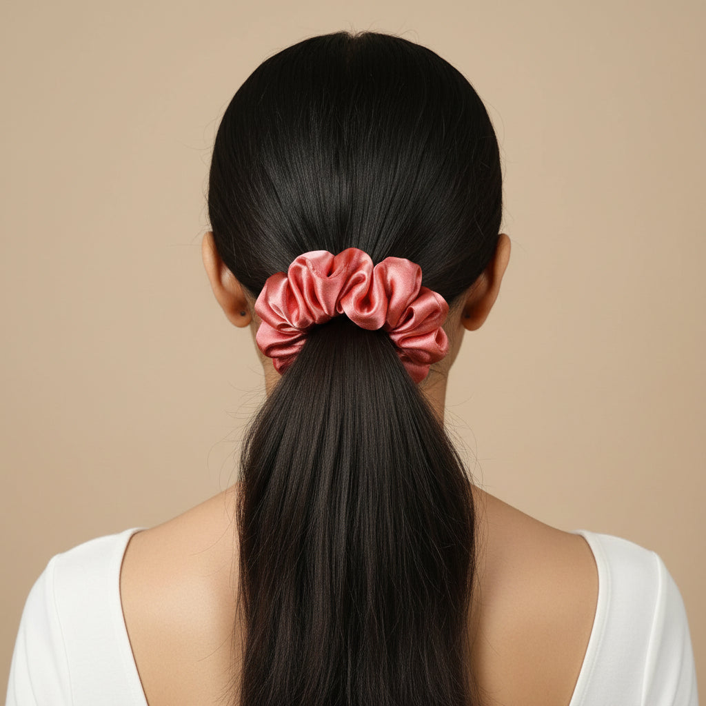 Satin Scrunchie Peach Color - 1 pc