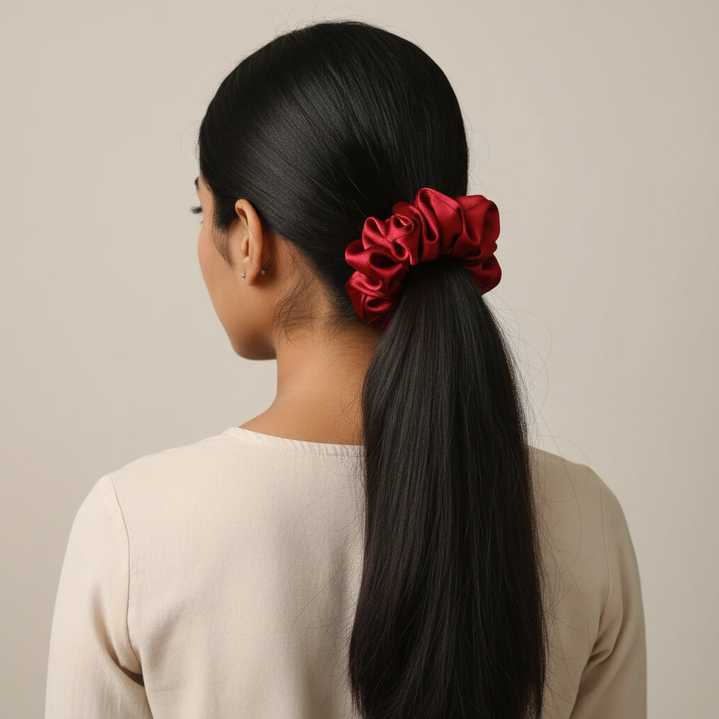 Satin Scrunchie Red Color - 1 pc
