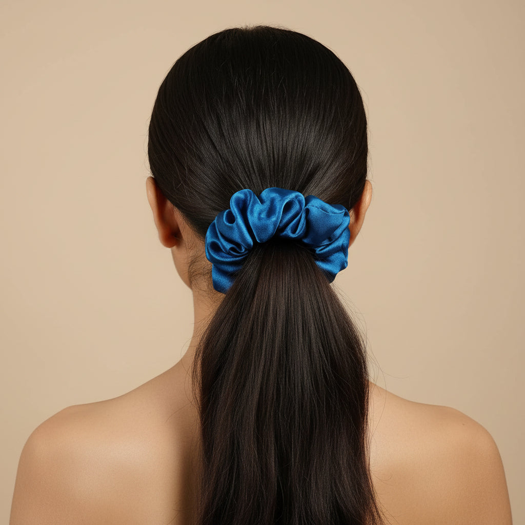 Satin Scrunchie Blue Color - 1 pc