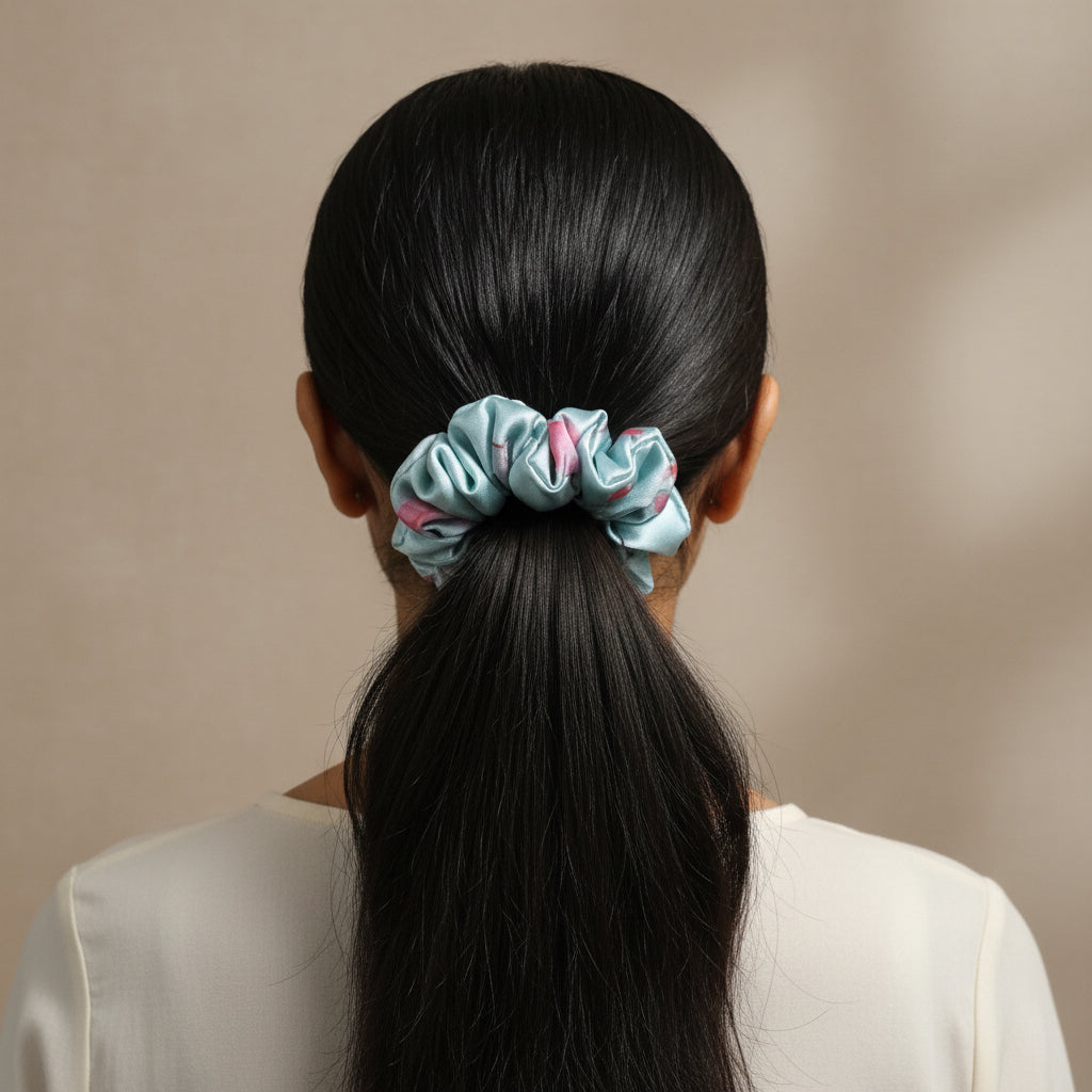 Satin Scrunchie Flamingo Print - 1 pc