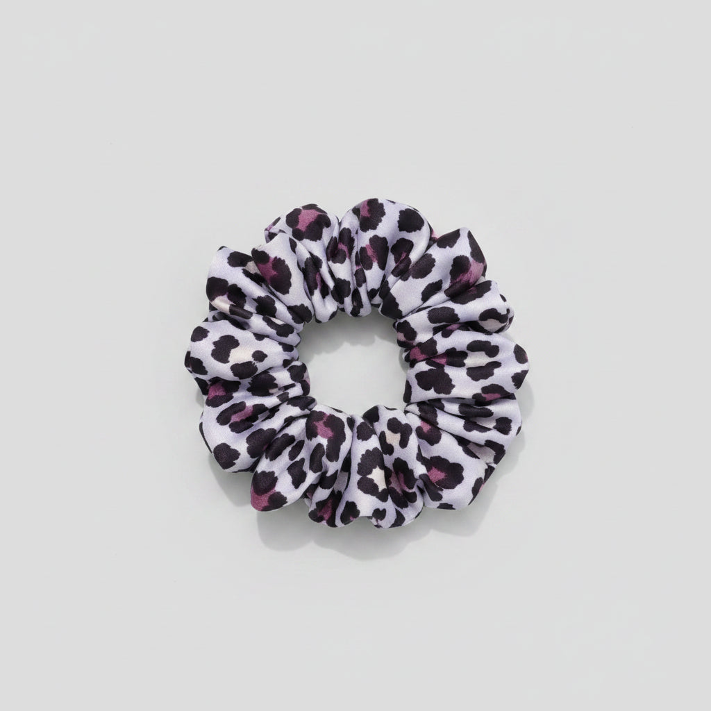 Satin Scrunchie Cheetah Print Purple - 1 pc
