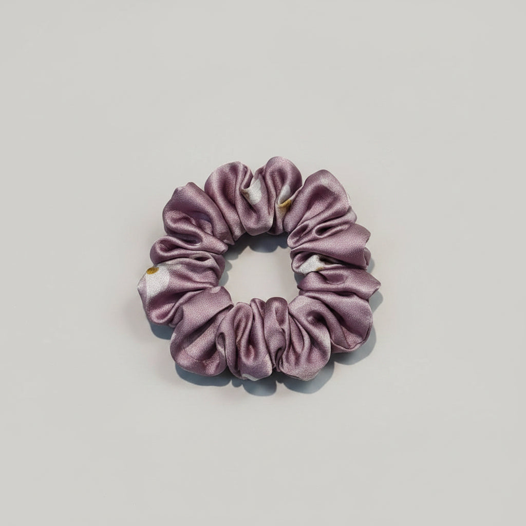 Satin Scrunchie Purple Print Floral - 1 pc
