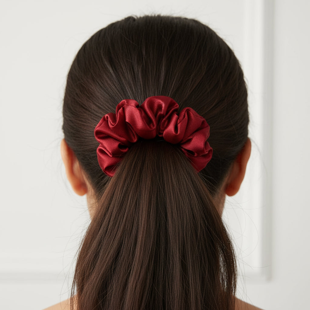 Red Satin Scrunchie - 1 pc